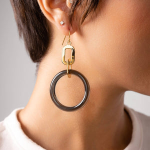 Black Link Drop Earrings