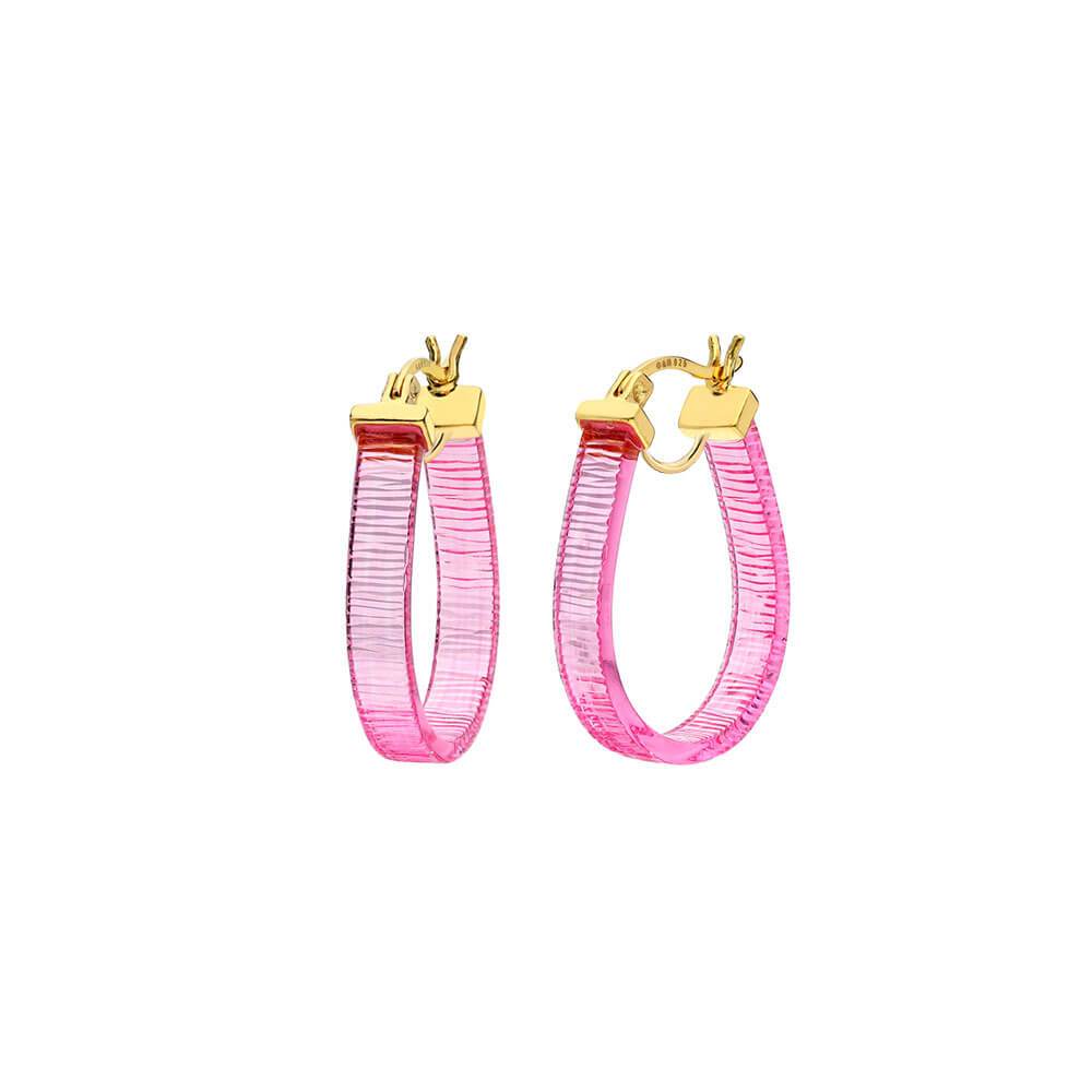 Mini Lucite Horseshoe Hoops - Pink