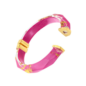 Pink Hinge Bangle Bracelet - Open