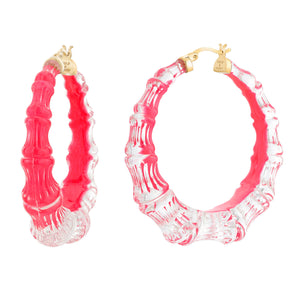 Pink Bamboo Lucite Hoops