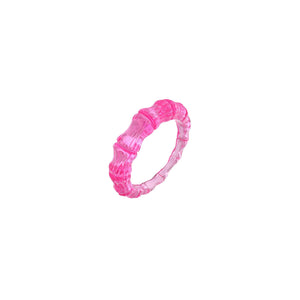 Pink bamboo lucite ring