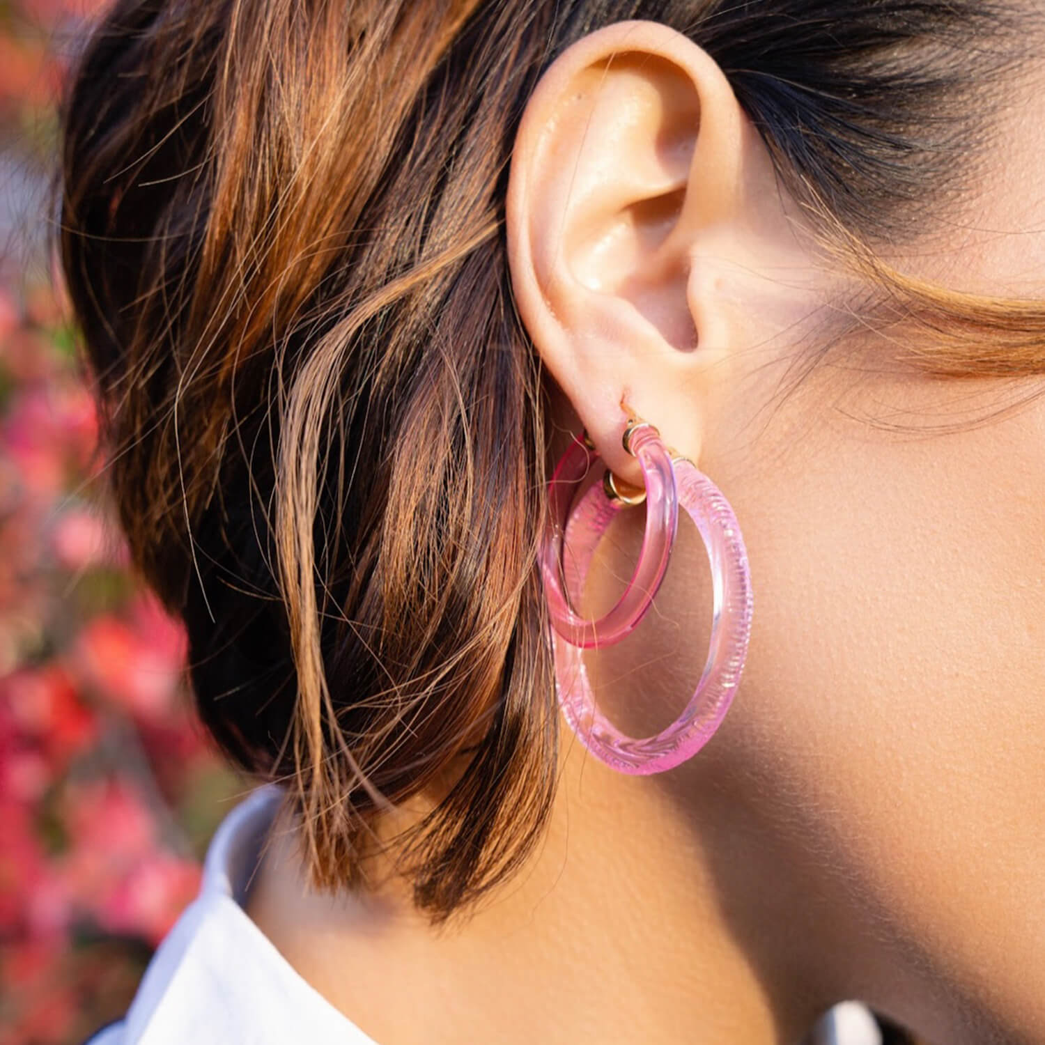 Pink Lucite Hoops