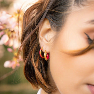 Pink Enamel Earrings