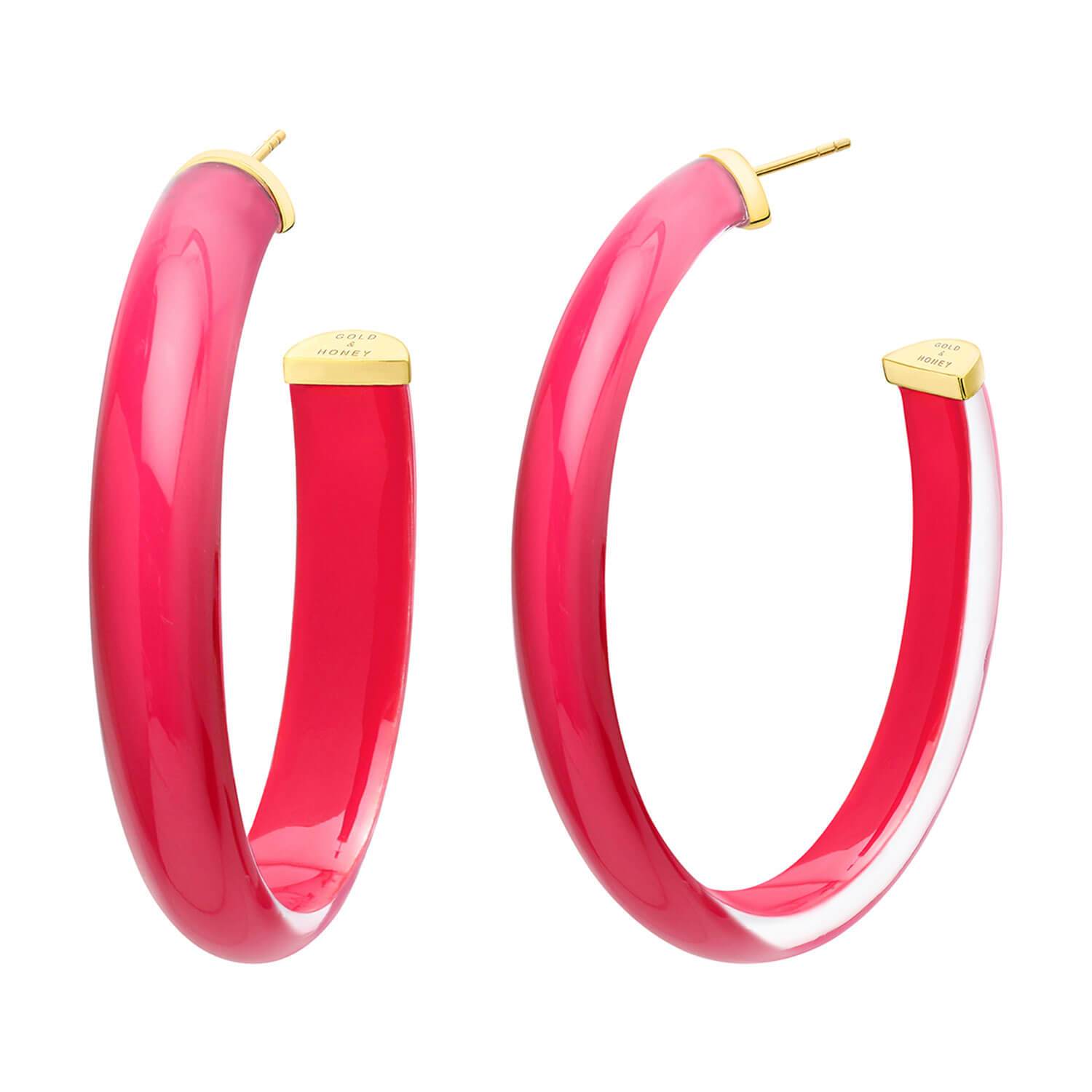 XL Oval Illusion Lucite Hoops on Model
