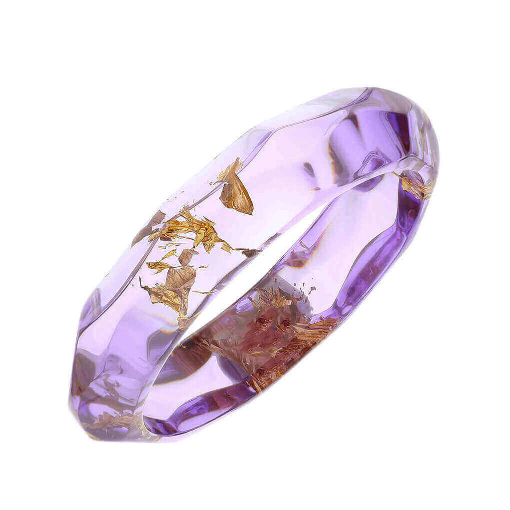 Color Gold Leaf Lucite Bangle - PURPLE