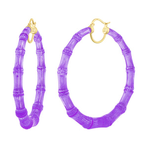 Purple Lucite Bamboo Hoops