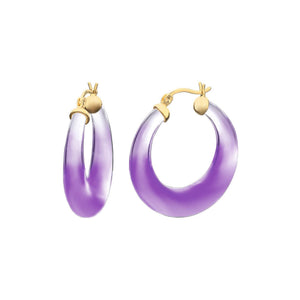 Purple Lucite graduated hoop earring 