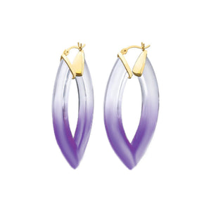 Purple marquise hoop earrings