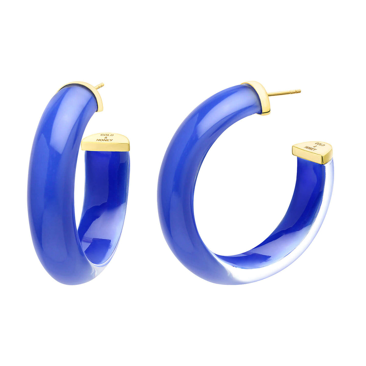 Medium Illusion Lucite Hoops in - Royal Blue