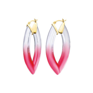 Red marquise hoop earrings