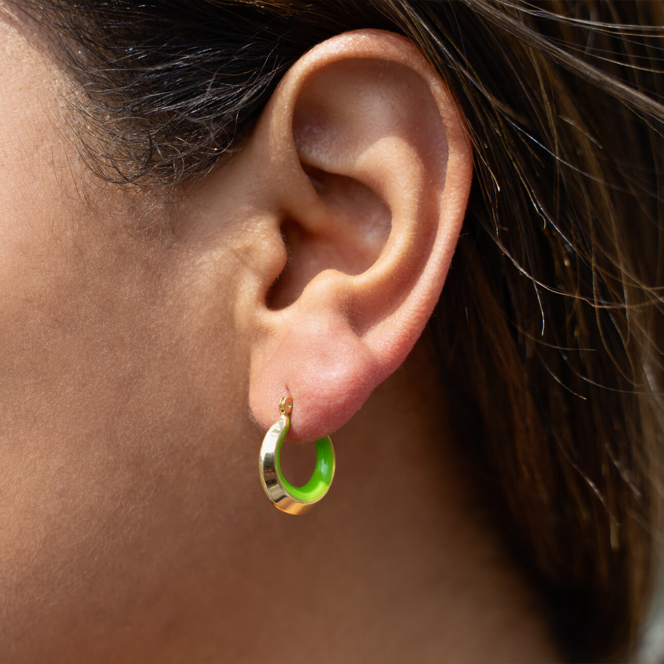 Green and Gold Enamel Hoops