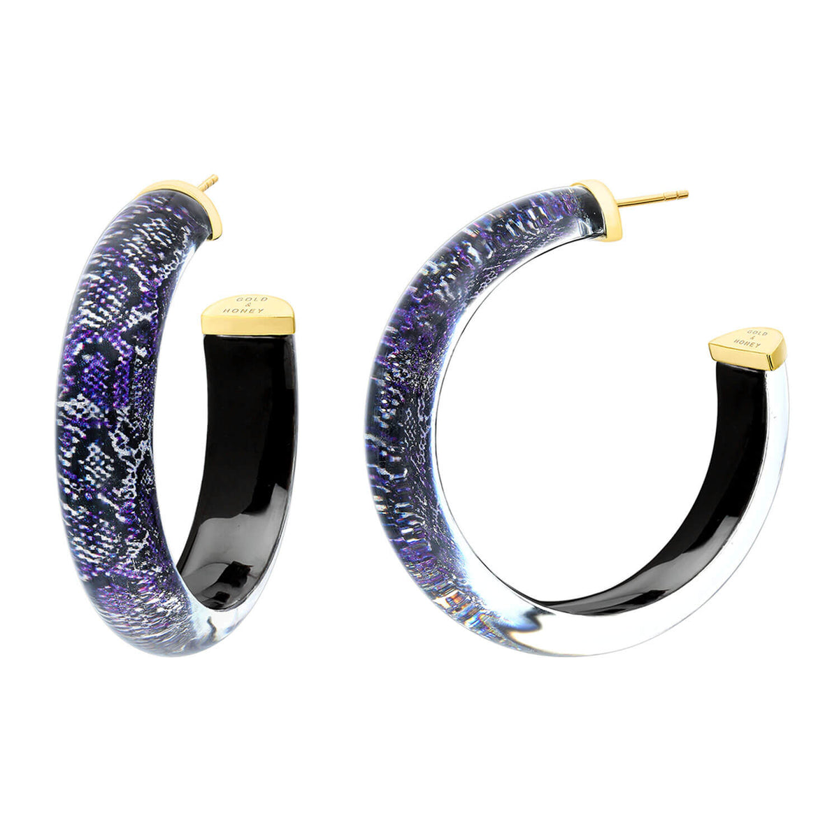 Medium Illusion Lucite Hoops in Snake Skin