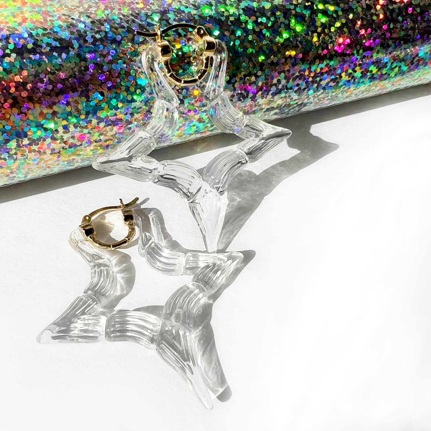 Star Bamboo Lucite Hoops