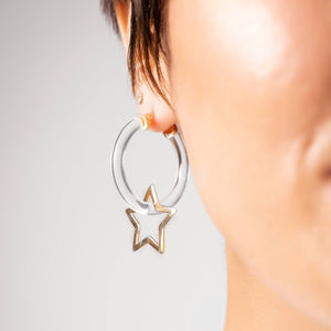 Star Charm Hoop Earring