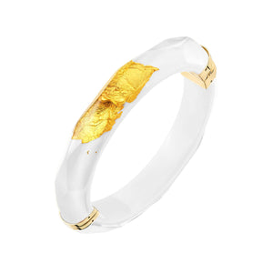 24K Gold Leaf Thin Faceted Lucite Bangle -WHITE
