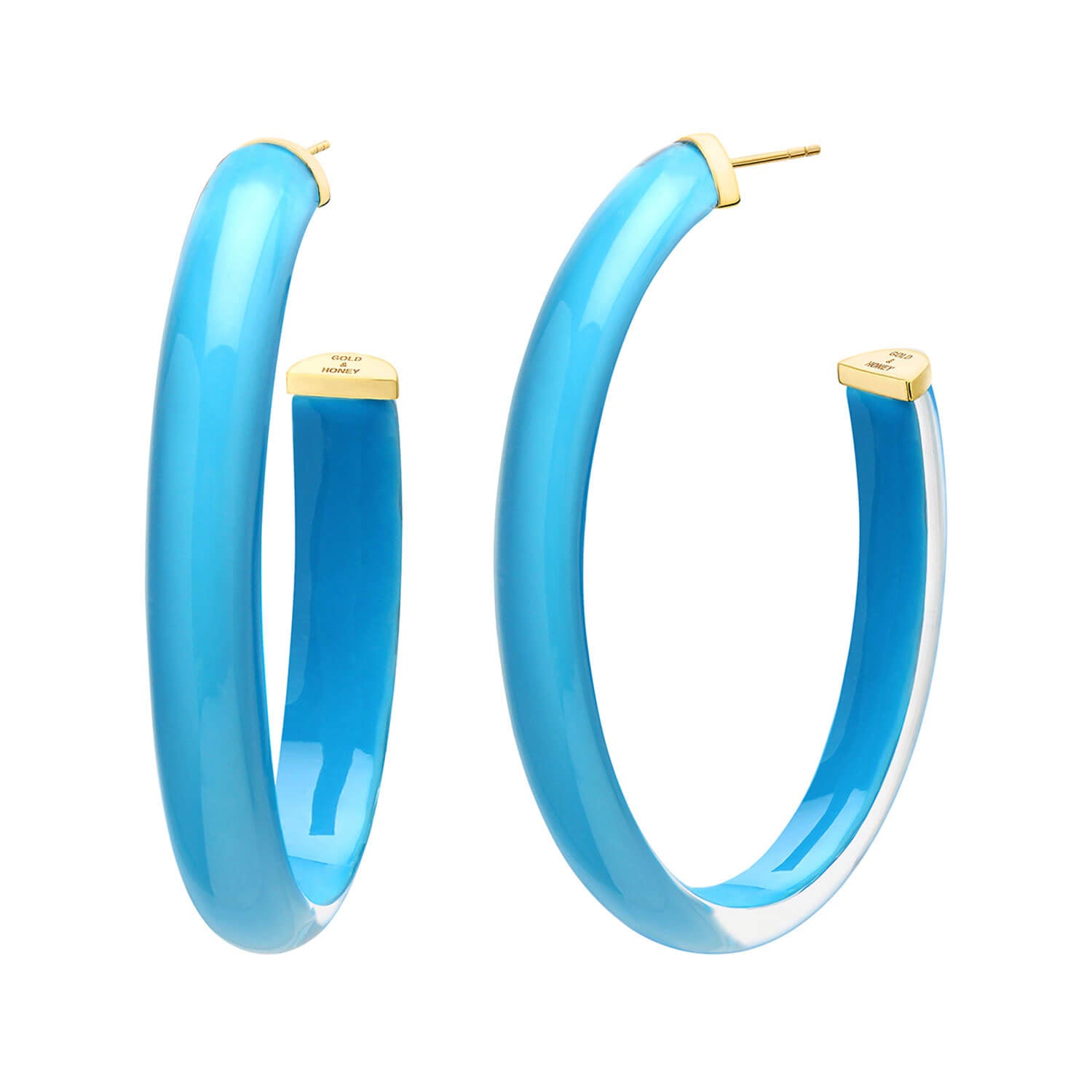 XL Oval Illusion Lucite Hoops in TURQUOISE