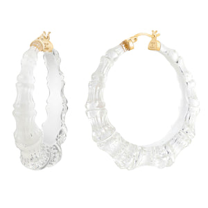 White Bamboo Lucite Hoops
