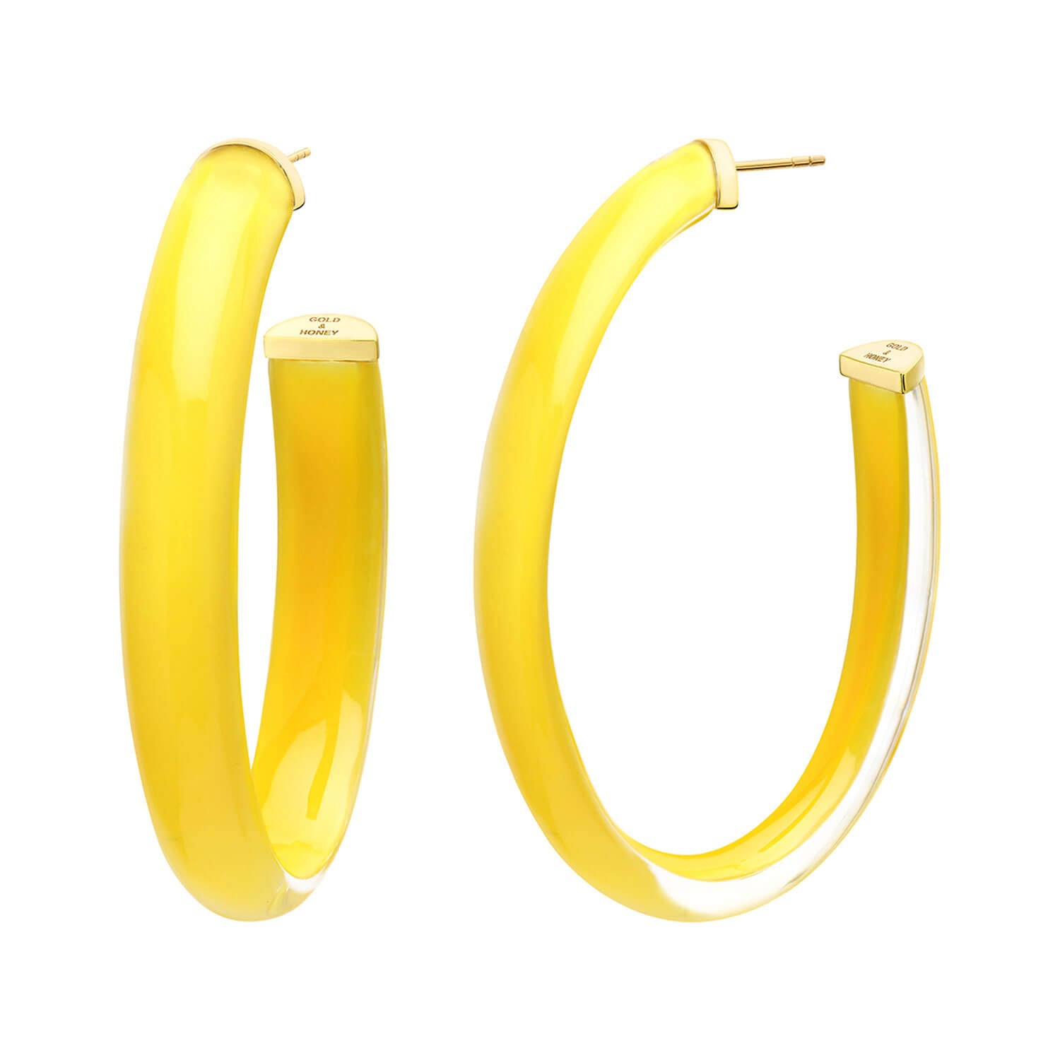 XL Oval Illusion Lucite Hoops in YELLOW